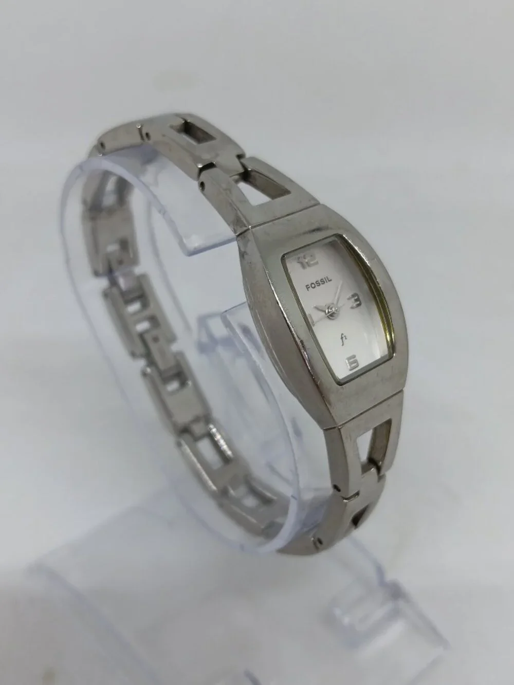 VINTAGE 2000s Fossil f2 ES-9381 Women's 17 x 25mm Stainless Steel Tonneau Watch